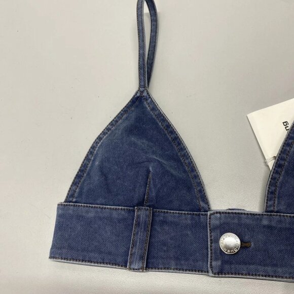 NEW ALEXANDER WANG  Trompe L’oeil Denim Bra Top Blue Size XS | Triangle Style - Picture 6 of 9